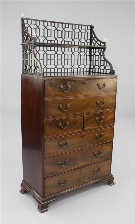 In the Manner of William Vile. A George III mahogany secretaire chest, W.2ft 6in.